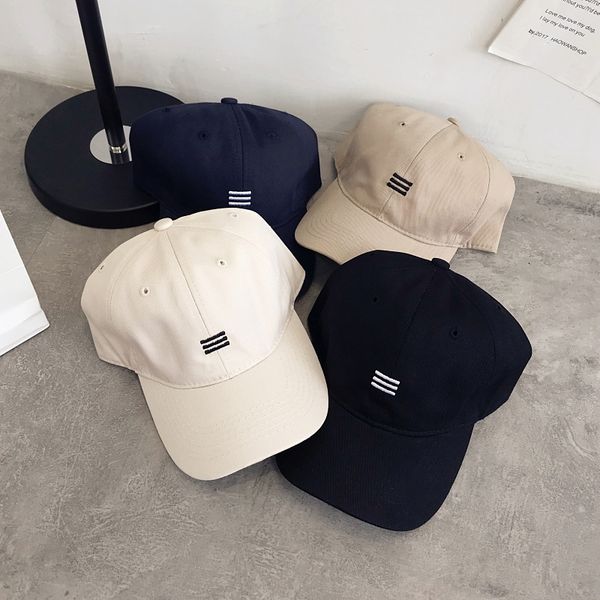 

lxykg three horizontal bar soft children's summer leisure all-match baseball men's baseball cap sun hat sun hat embroidery hip-hop, Blue;gray