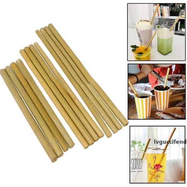 

195/200/230cm 100% natural dry yellow green bamboo straw reusable straws eco friendly healthy drink straw for wedding party bar tools