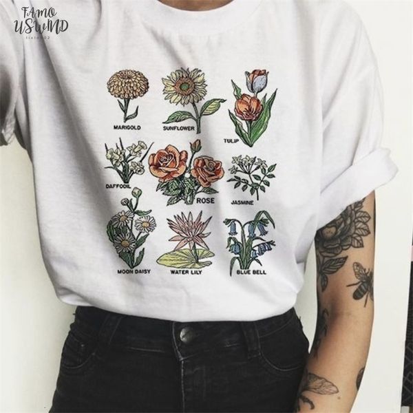 

harajuku white t shirt wildflower graphic tees women floral print t shirt sunshine plant these tee cap sleeve t shirt