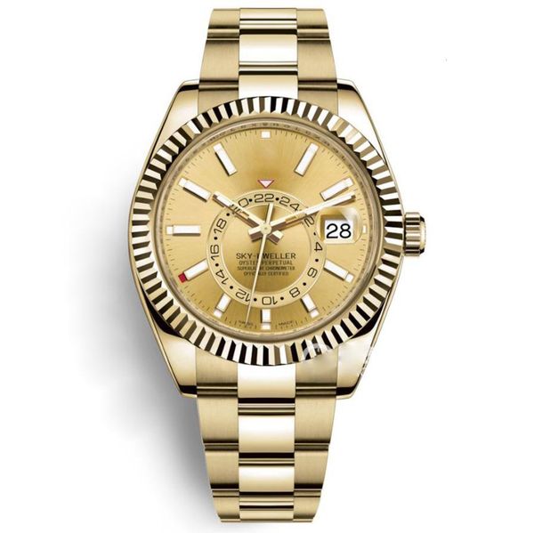 

2020 sale watch new mens automatic mechanical calendar 42mm watch stainless steel sky-dweller gmt mens luminous business watch, Slivery;brown