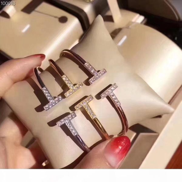 

famous brand jewelry zircon letter t bracelet ,women 925 sterling silver smile cuff cz bangle c19010501, Black