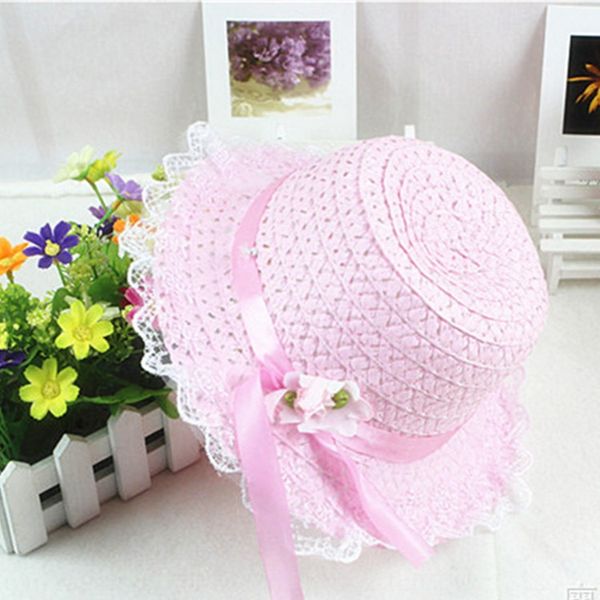 

summer girl girl lace lace straw children's straw sun hat sun hat, Blue;gray