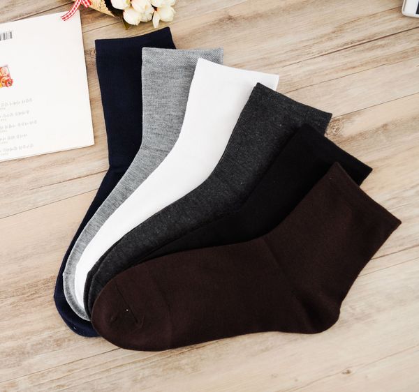 

autumn and winter men's mid-leg business casual sports solid color polyester men's long-leg cotton cotton socks socks, Black
