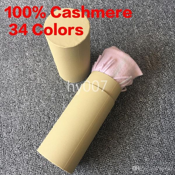 

winter women men 100% cashmere scarf classic check scarfs pashmina designer shawls scarves with roll tube box 34 colors, Blue;gray