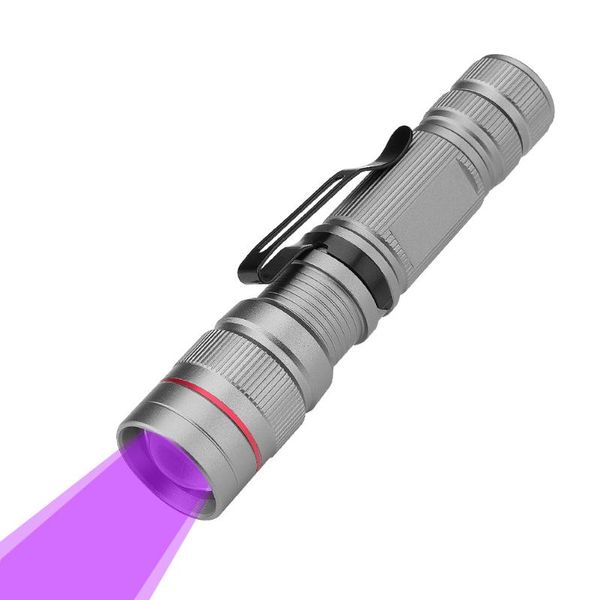 

3-mode led uv 395 lumens zoomable focus torch invisible blacklight ink marker led uv flashlights use /14500 battery