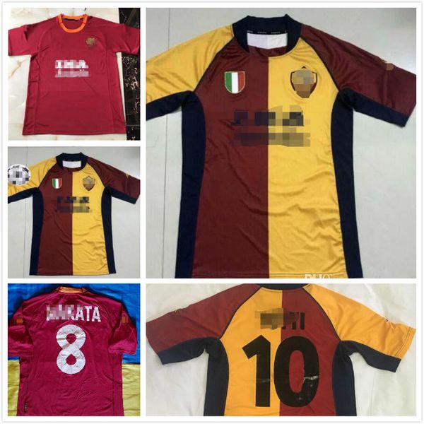 

2000 2001 ретро джерси футбол 00 рома 01 totti батистутой candela монтелла рубашка классическая поминают коллекция 2002 рим maglia да калсио, Black;yellow