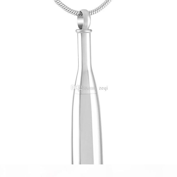 

baseball bat blank stainless steel cremation pendant necklace memory ashes keepsake urn necklace, Silver