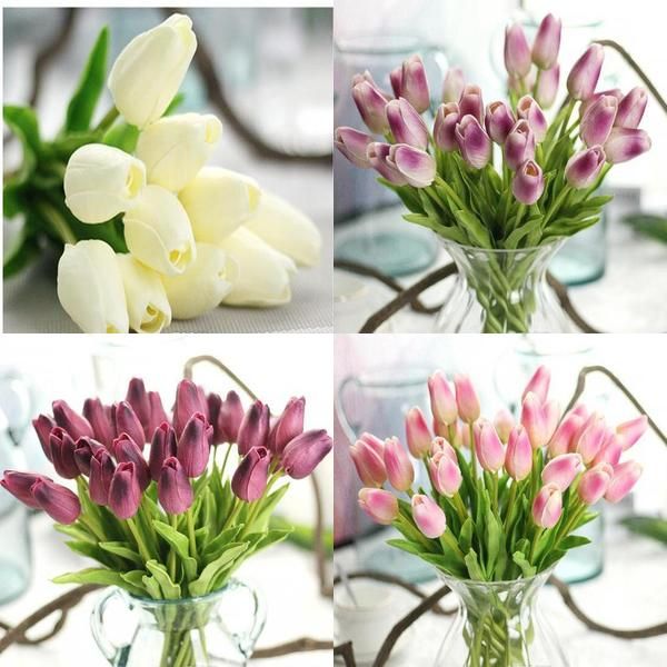 

latex tulips artificial pu flower bouquet real touch flowers for home decoration wedding decorative flowers option dhl bwkf okytj