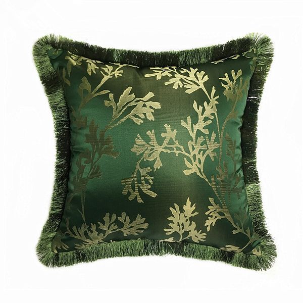 

fashion modern plant leaves deep green fringe chair designer home cushion cover decorative throw pillow case 45x45cm