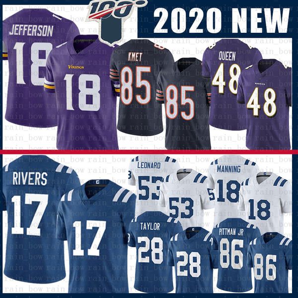 

28 jonathan taylor 17 philip rivers michael pittman jr jersey cole kmet justin jefferson patrick queen leonard manning indianapolis colt, Black;red
