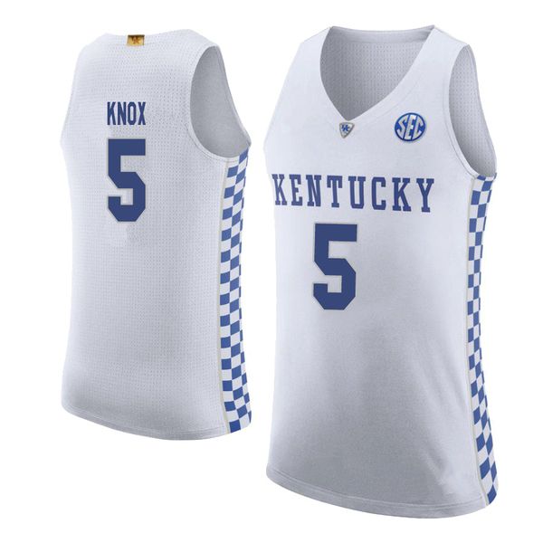 

Kevin Knox Stitched Men's Kentucky Wildcats Malik Monk Archie Goodwin Ashton Hagans Blue White College Basketball Jerseys