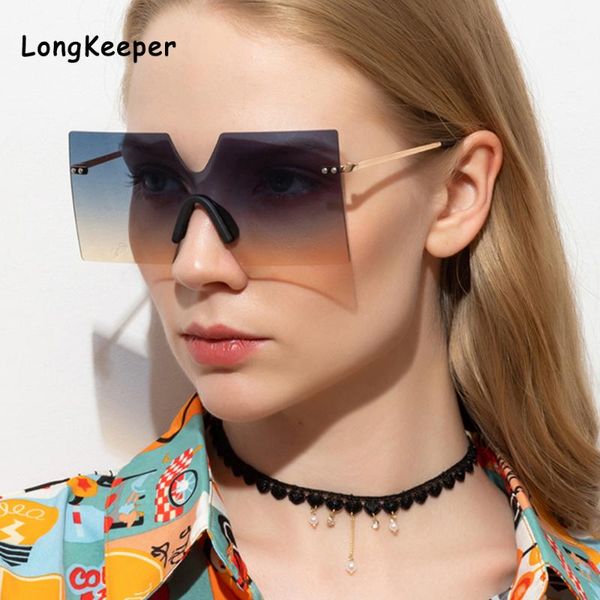 

big frames sunglasses fashion brand designer woman men oversized square sunglasses gradient blue brown shades lunette de soleil, White;black