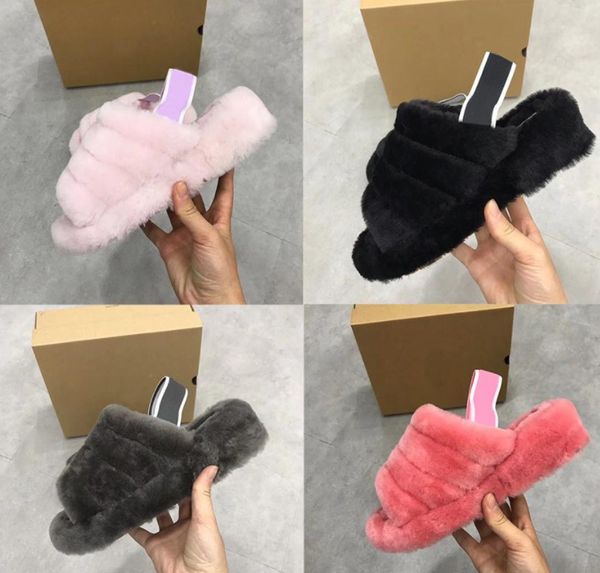 

wool ladies fur slippers still female house slippers fur shoes size eur 36-40, Black