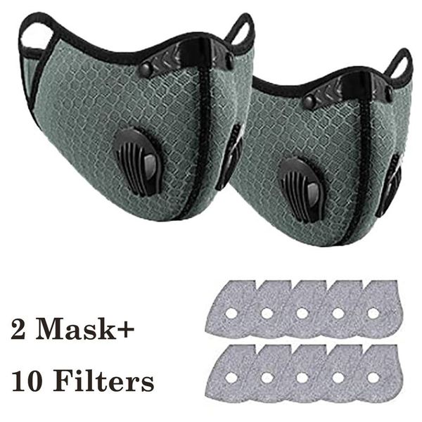 

2pcs bike face cover with 10pcs filter dust outdoors sports mouth cover