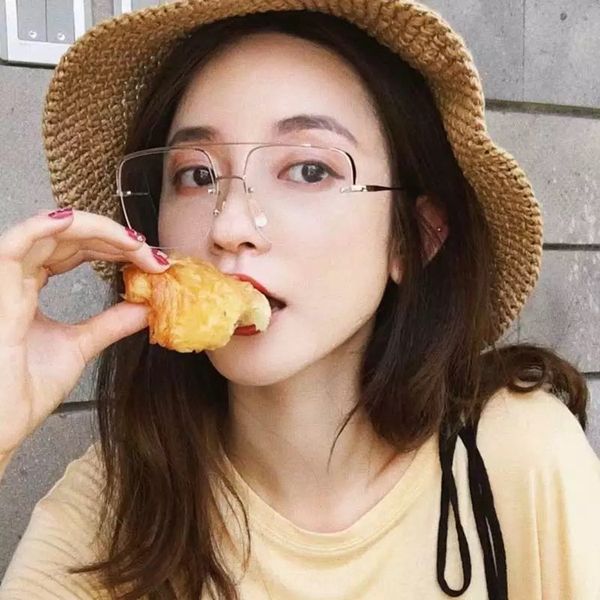 

korean style fashionable harajuku style ulzzang glasses women's big frame glasses frame can be matched with myopia web celebrity men, Silver