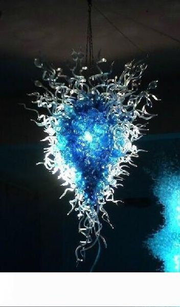 

100% mouth blown borosilicate led light source and modern style crystal blue style hand blown glass large chandelier lighting