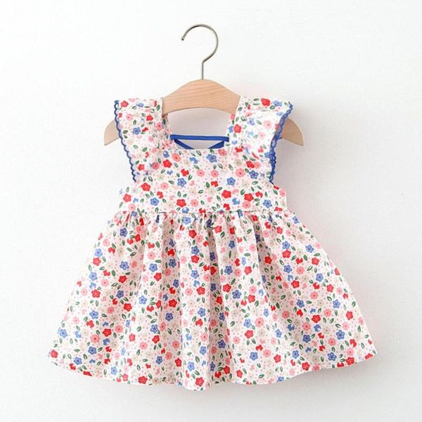 

cute floral print dress for girls dresses sleeveless suspender backless litter girls summer beach dresses princess dress, Red;yellow