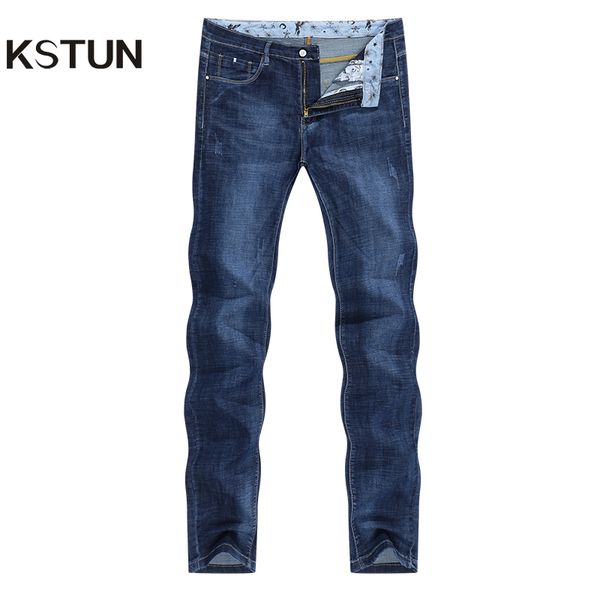 

kstun summer jeans for men stretch light blue denim pants slim straight regular fit casual men's clothes wholesale drop shipping