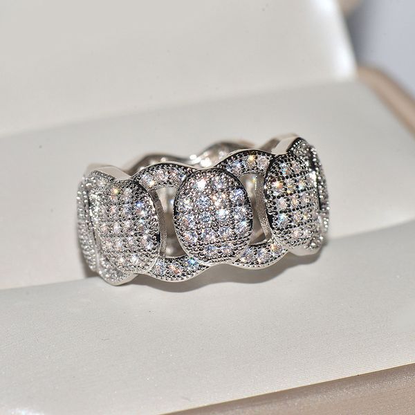 

fashion imitation diamond zircon wave rings for men and women gold or platinum plated jewelry ring engagement party, Silver