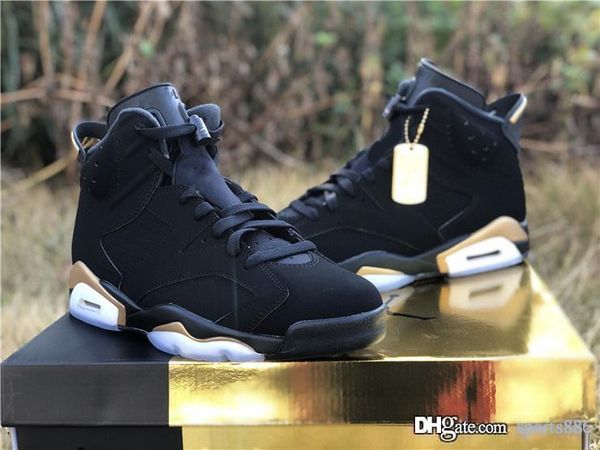 

air authentic 6 dmp defining moment black man basketball shoes black nubuck upper metallic gold retro sports sneakers ct4954-007
