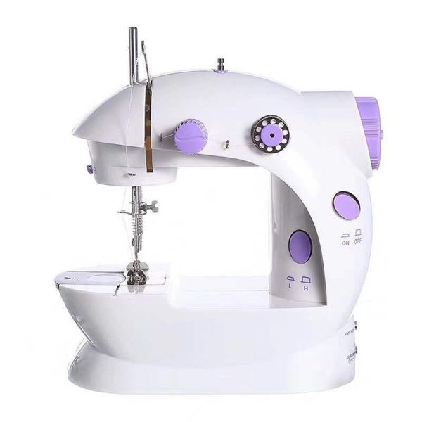 

led mini electric handheld sewing machine dual speed adjustment with light foot double threads pedal sewing machine, Black
