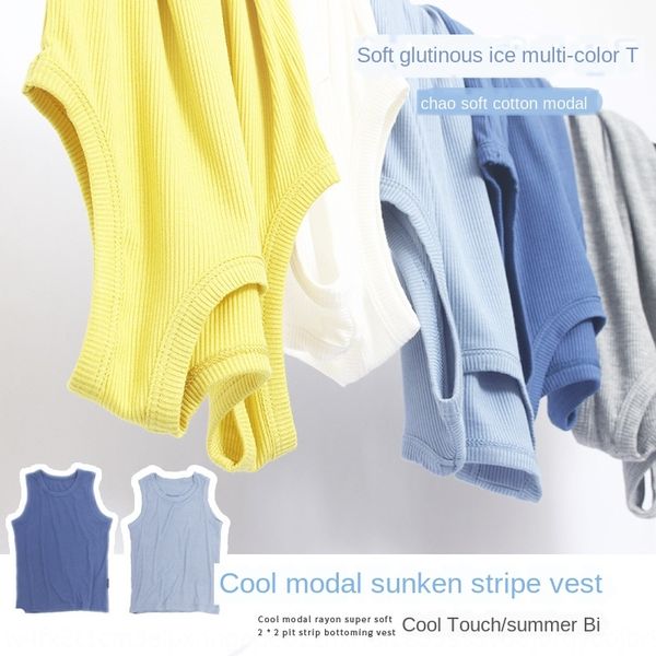 

children's modal male and base vest female children's sleeveless close-fitting base i-type vest pit strip cold top, Blue