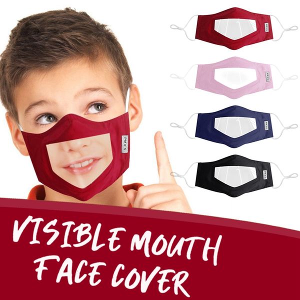 

visible mouth face cover deaf mute designer masks anti fog transparent masks kid plaid cotton anti dust mask dda159