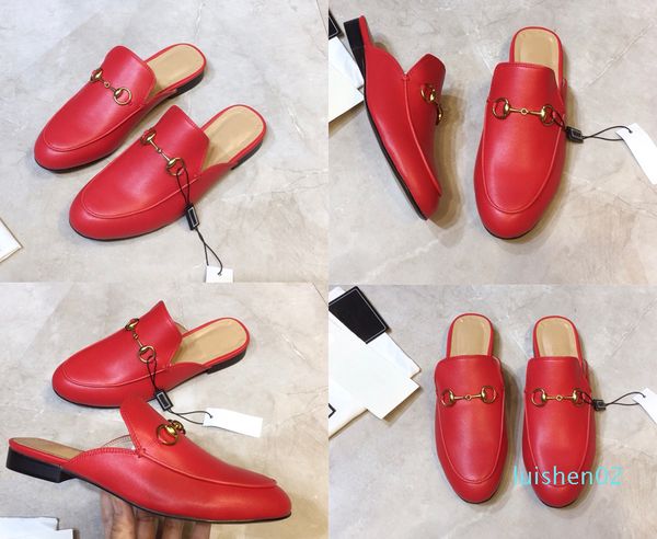 

men's slipper princetown fashion mules flats chain ladies casual shoes women men fur slippers genuine leather summer sandal beach slide, Black