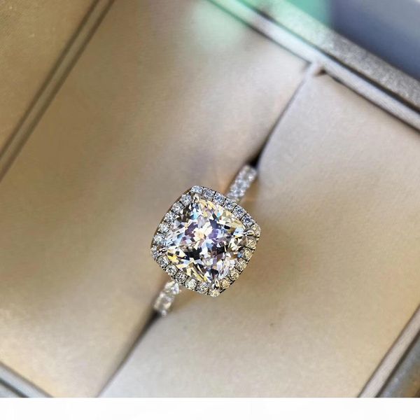 

s925 sterling silver luxurious 2.25 oct size large square diamond decorate charm ring jewelry christmas day jewelry ps6421