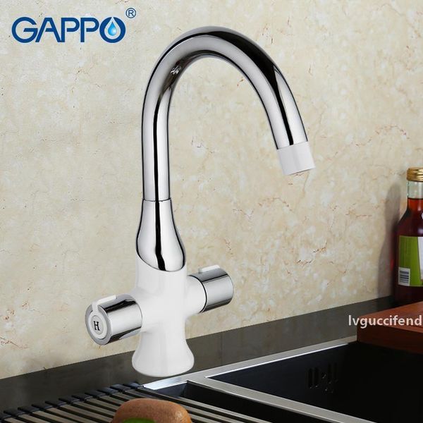 

gappo kitchen sink faucet deck-mounted double handle kitchen tap chrome finished mirror spray planting ga4049 t200424