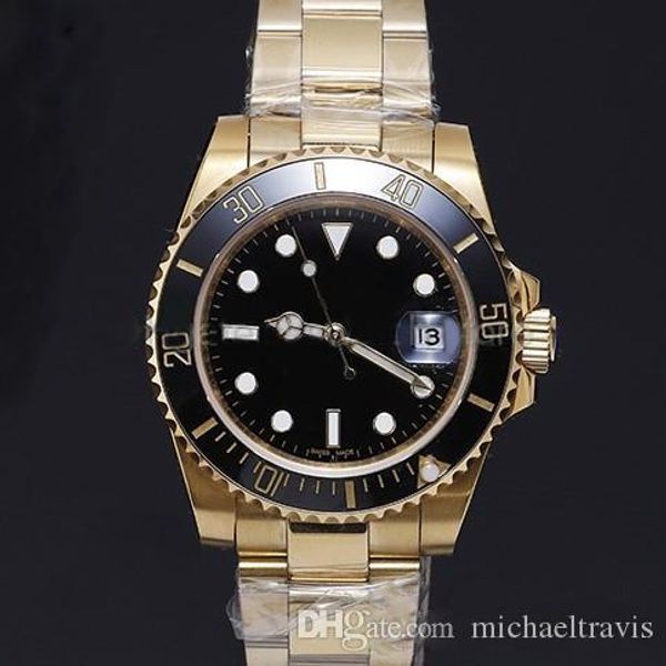 

watch 18k gold case 40mm ceramic ring sapphire glass automatic movement 3 styles choose postage, Slivery;brown