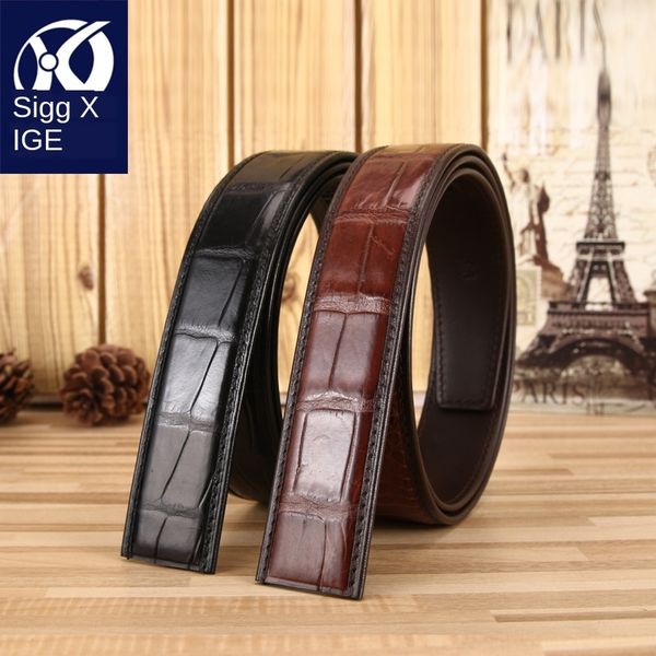 

crocodile men's crocodile leather automatic buckle leather belt belt belly without splicing, Black;brown