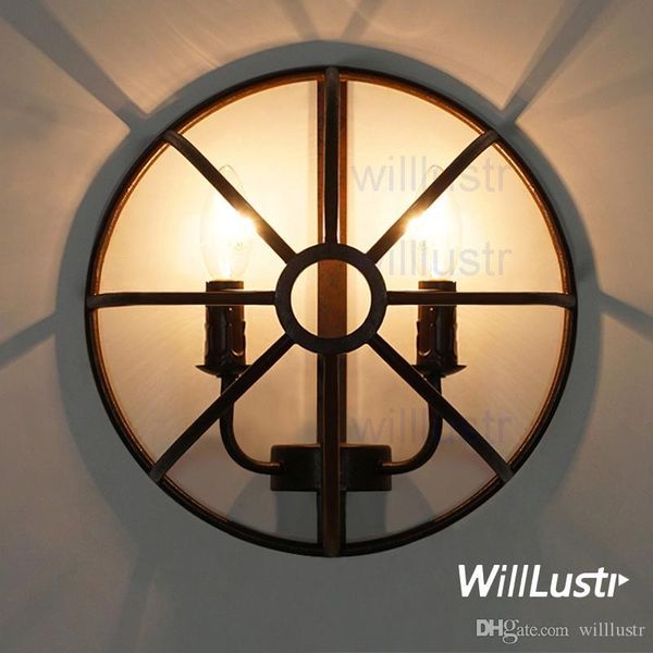 

willlustr rust iron wall sconce metal vintage lamp half orb semi orb candle lighting l restaurant cafe bar industrial style loft light