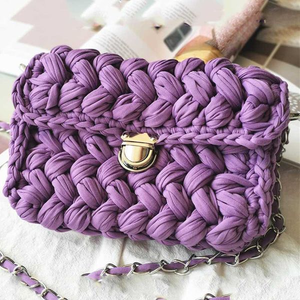 

fashion weave flap bags for crossbody bags 2020 handmade chain crochet knitting women shoulder bag women's bag clutch purses