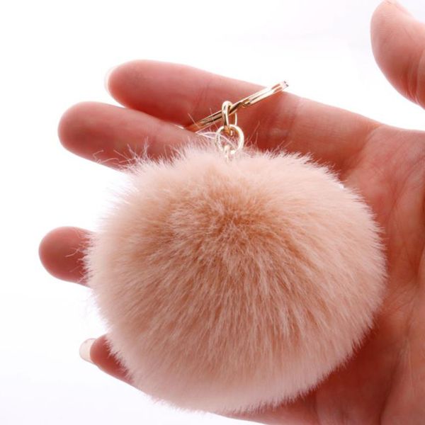 

chaveiro keychain fur pom pom key chain rabbit hair bulb bag car ornaments ball pendant key ring jewelry, Silver
