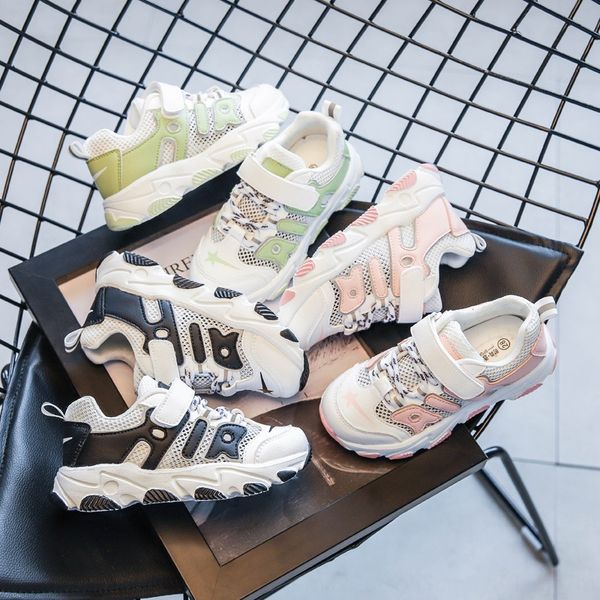 

women's summer 2020 new all-match single sports mesh shoes middle and older children's sports shoes, Black