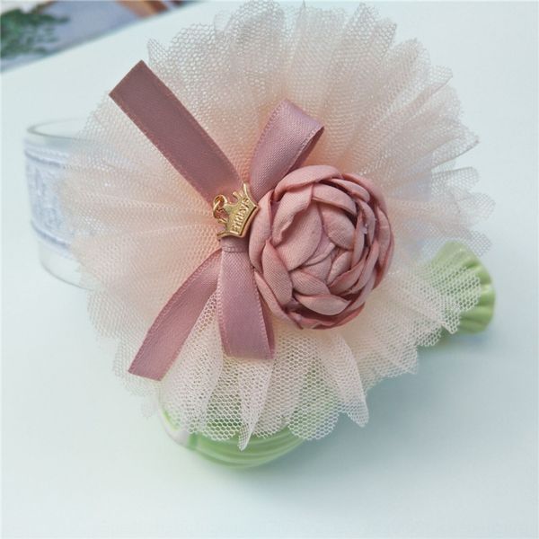 

korean style new children's hair band lace headdress accessories craft flower gauze hair band lace flower korean cute girl headdress, Slivery;white