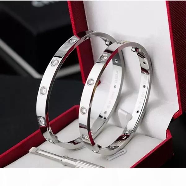 

вся версия salenew 10 камней картер любовь браслеты браслеты с отверткой lovers свадебный подарок золото нержавеющей pulseira feminina, Black