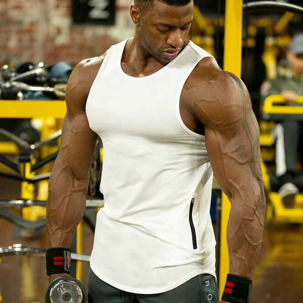 

men' tank men bodybuilding summer casual cotton sleeveless shirt undershirt male gyms fitness singlet vest, White;black