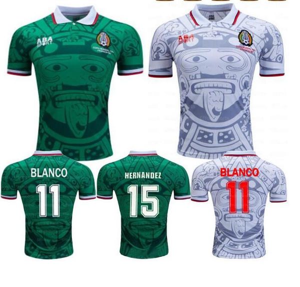 

1998 mexico retro vintage blanco thailand quality soccer jerseys uniforms football jerseys shirt embroidery logo camiseta futbol, Black;yellow