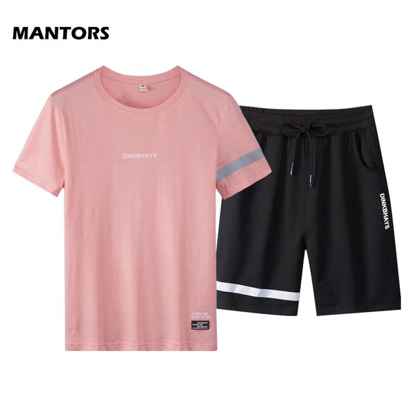

casual mens sets summer tracksuits men 2 piece set t-shirt+shorts fashion sportswear jogging track suit 2020 brand male clothing, Gray