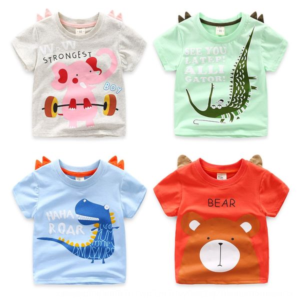 

kgvct boy's t-shir baby tong t xu children's summer clothes dinosaur clothes 3-year-old children's short sleeve 2 baby half s, Blue