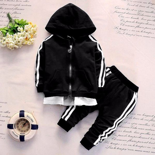 

2020 spring baby casual tracksuit children boy girl cotton zipper jacket pants 2pcs/sets kids leisure sport suit infant clothing, White