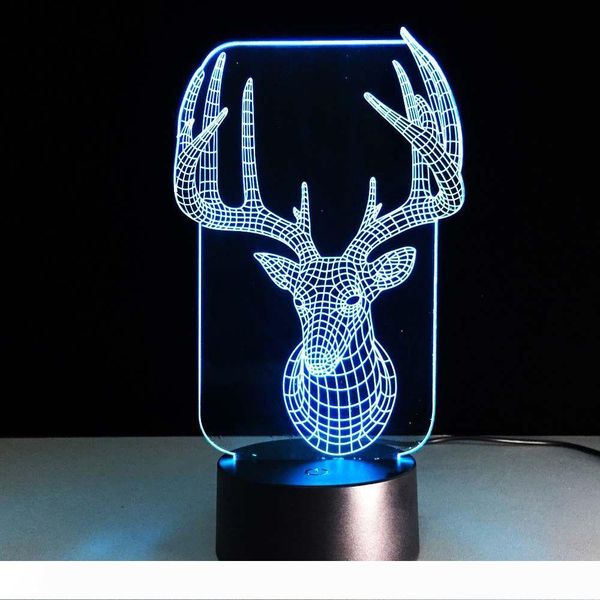 

2020 new and unique creative small table lamp fawn 3d bedside lamp colorful touch led vision night light children gift acrylic night light