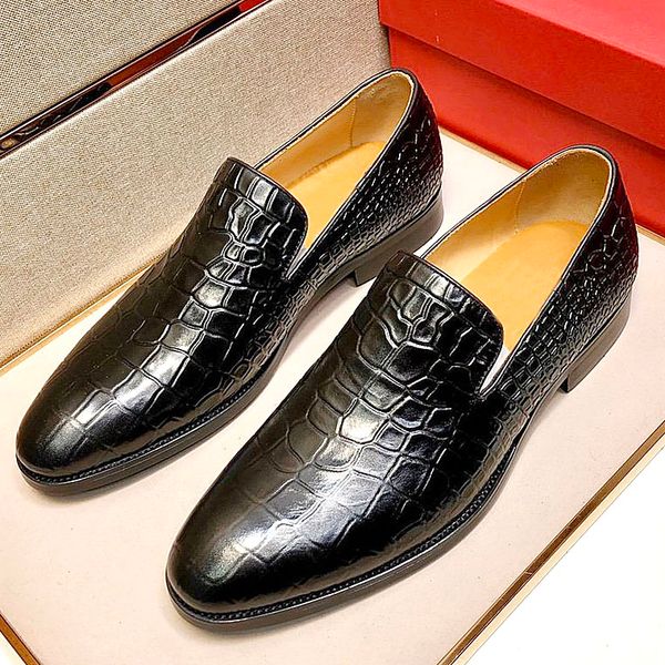 

new high-quality men's dress shoes, business formal embossed leather wedding shoes, social, suit dress shoes, with original box qwv, Black