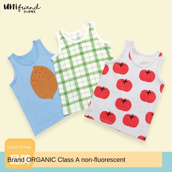 

hivriend original 2020 children's wear boys' cut sleeve girls' vest pure cotton camisole children's clothing vest sling, Blue