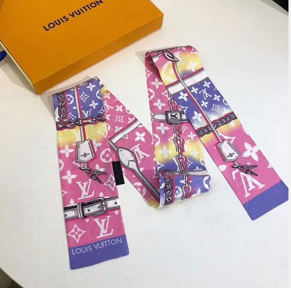 

2020 silk scarf small ribbon for women's fashion multi-purpose ribbon for fashion scarf designer ribbon, Blue;gray