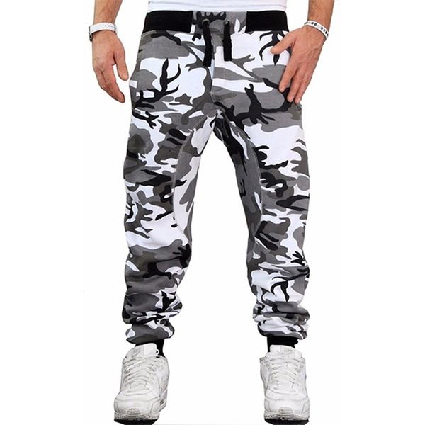 

camouflage print pocket men trousers loose male pants 2020 autumn casual men's long trouser, Black