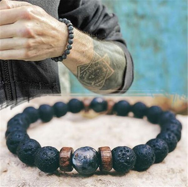 

men bracelet natural moonstone bead tibetan buddha bracelet chakra lava stone diffuser bracelets men jewelry gift drop shipping, Golden;silver