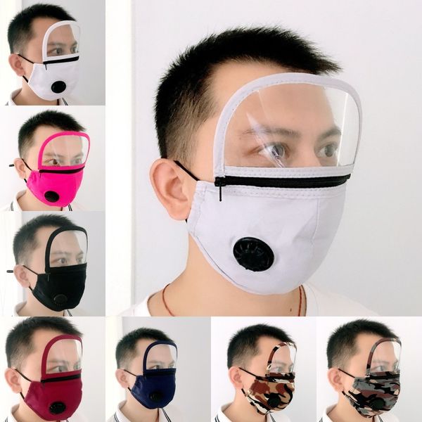 Взрослые Маска для лица с Eye Shield Washable Cotton маска с клапаном сапуна РМ2,5 Защитные Безопасность Mouth Обложка Маски